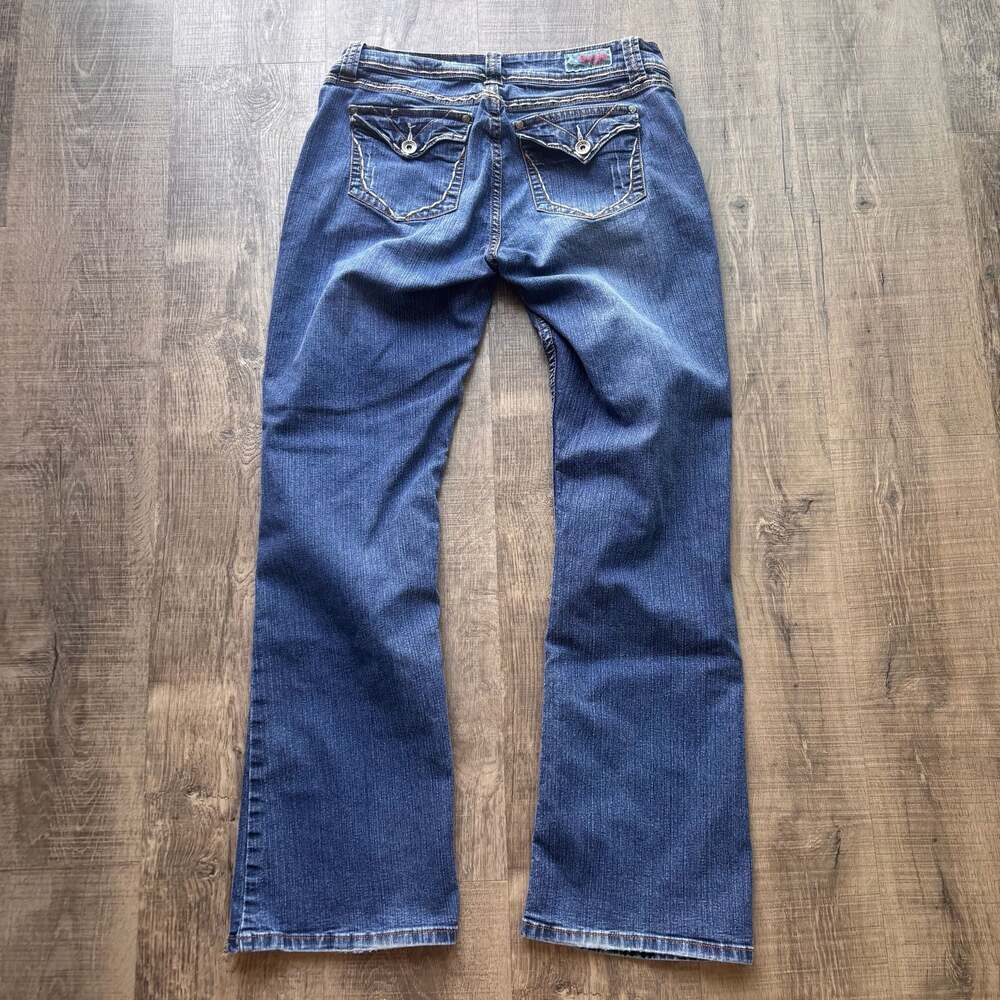 Royalty by Ymiusa Vintage Y2K Low Rise Bootcut Flare Jeans with Flap Pockets